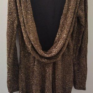 Windsor - Glitter Gold & Black Draped Backless Dress